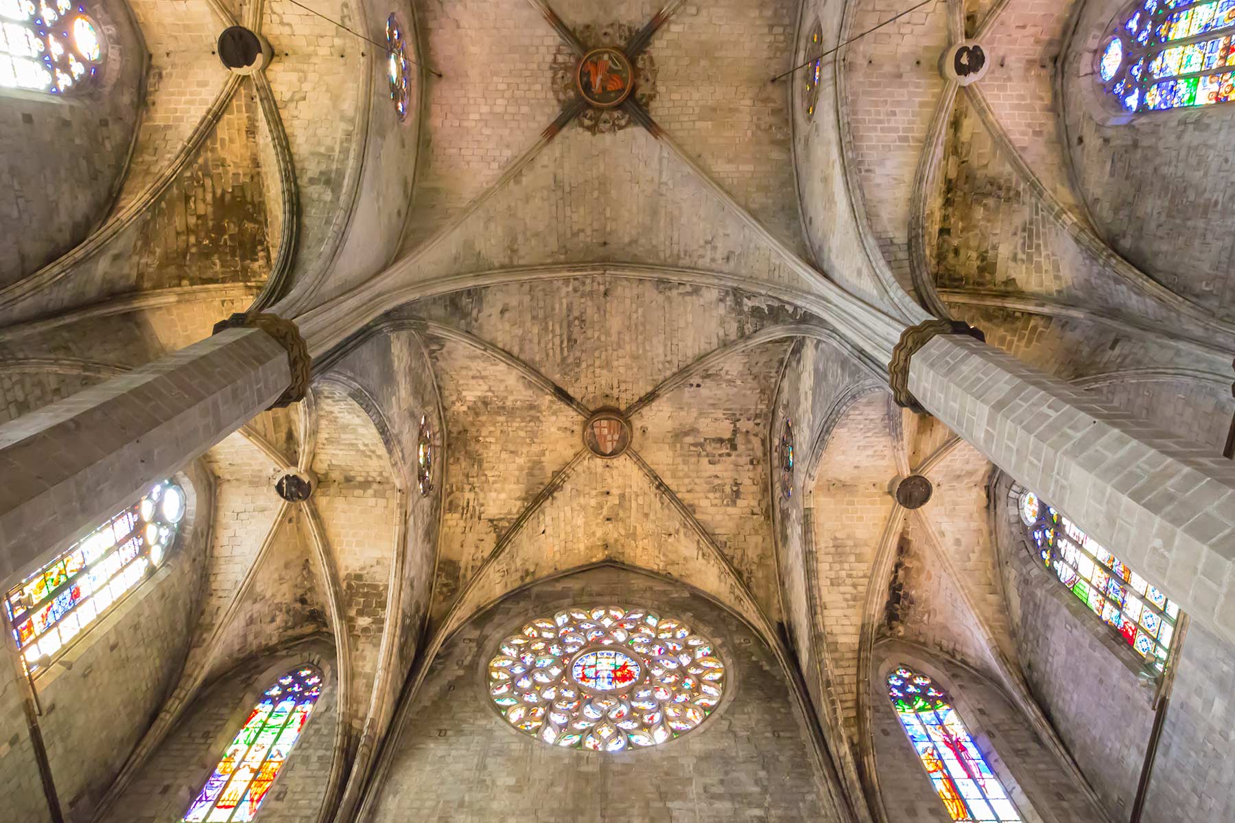 Columns in cathedral of the sea, Barcelona