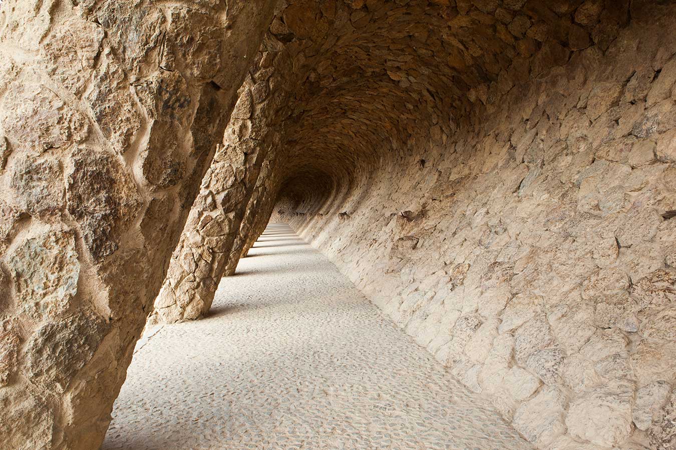 Park Güell row of columns, walkway, Barcelona