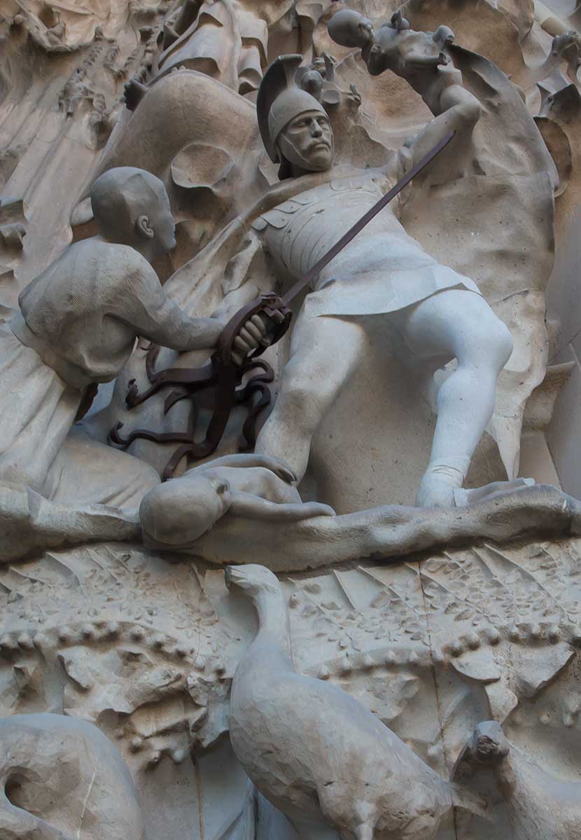 The solidiers of Herodes and Jesus on Sagrada Familia