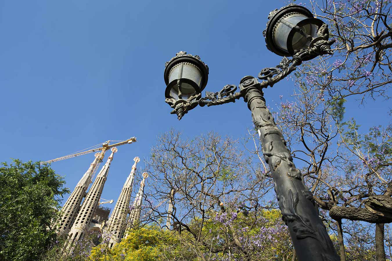 Udsigt til tårnene på Sagrada Familia